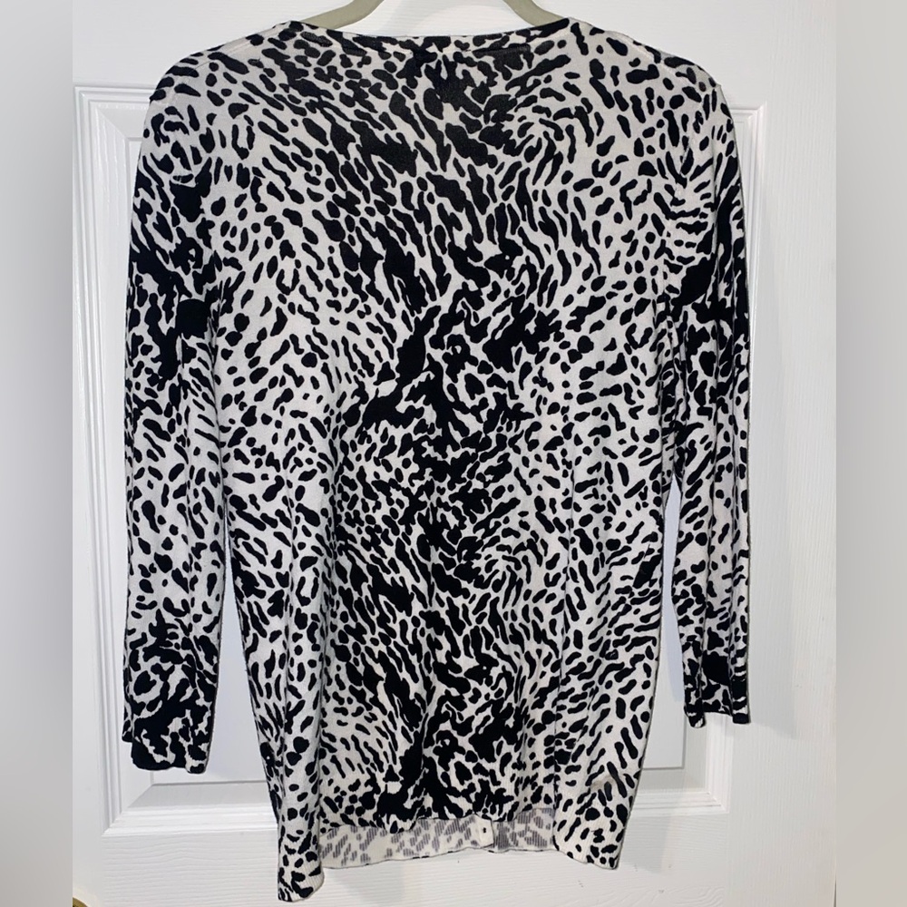 Talbots Animal Print Patterned Cardigan - Picture 2 of 6